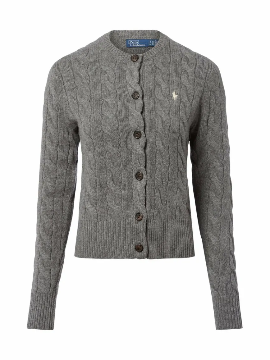 Polo Ralph Lauren Pullover & Strickjacken*Damen Strickjacke mit Cashmere-Anteil grau meliert