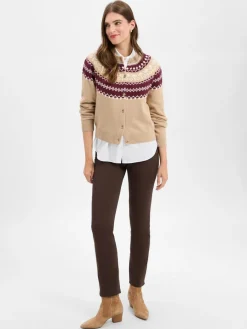 JOOP! Pullover & Strickjacken*Damen Strickjacke mit Cashmere-Anteil - Kloda beige aubergine gemustert