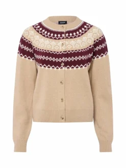 JOOP! Pullover & Strickjacken*Damen Strickjacke mit Cashmere-Anteil - Kloda beige aubergine gemustert