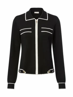 Liu Jo Collection Pullover & Strickjacken*Damen Strickjacke mit Seidenanteil - Maglia zippata schwarz weiß uni