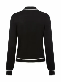 Liu Jo Collection Pullover & Strickjacken*Damen Strickjacke mit Seidenanteil - Maglia zippata schwarz weiß uni