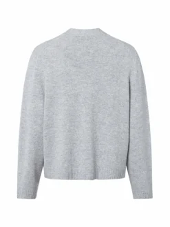 comma Pullover & Strickjacken*Damen Strickjacke mit Woll-Anteil hellgrau meliert