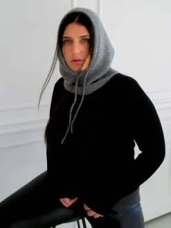 Fraas Schals & Tücher*Damen Strick-Kapuzenschal grau uni
