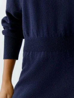 Oui Kleider*Damen Strickkleid blau uni