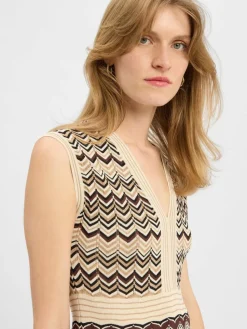 zero Kleider*Damen Strickkleid beige schoko gemustert