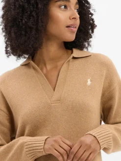 Polo Ralph Lauren Kleider*Damen Strickkleid mit Wollanteil camel uni