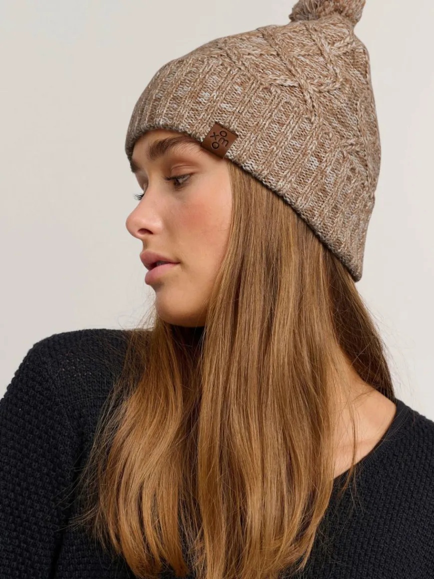 OXMO Mützen & Hüte*Damen Strickmütze - OXPom beige meliert