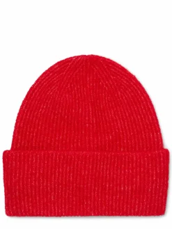 Samsøe Samsøe Mützen & Hüte*Damen Strickmütze mit Alpaka- und Merino-Anteil - Nor rot uni