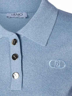 Liu Jo Collection Shirts & Tops*Damen Strick-Poloshirt hellblau uni