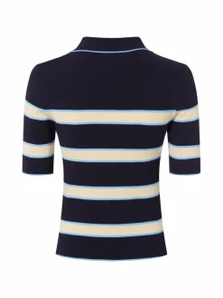 s.Oliver Pullover & Strickjacken|Shirts & Tops*Damen Strick-Poloshirt marine beige gestreift