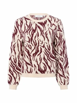 comma casual identity Pullover & Strickjacken*Damen Strickpullover beige aubergine gemustert