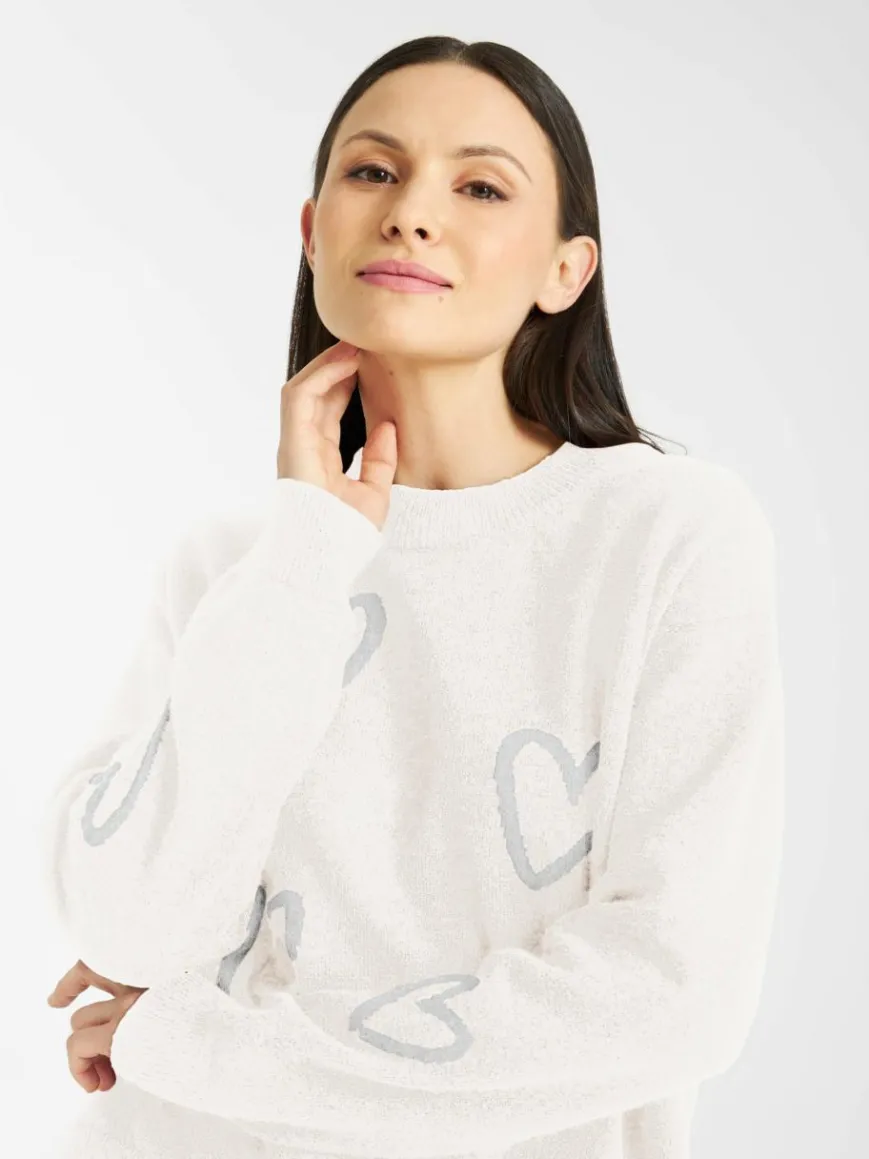 Frieda & Freddies Pullover & Strickjacken*Damen Strickpullover weiß gemustert