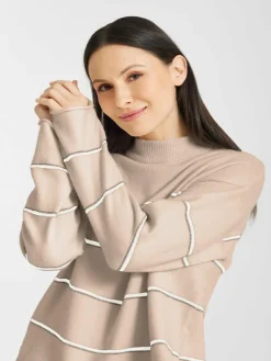 Frieda & Freddies Pullover & Strickjacken*Damen Strickpullover beige gestreift