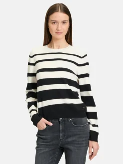 Betty & Co Pullover & Strickjacken*Damen Strickpullover schwarz mehrfarbig gestreift