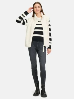 Betty & Co Pullover & Strickjacken*Damen Strickpullover schwarz mehrfarbig gestreift