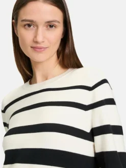 Betty & Co Pullover & Strickjacken*Damen Strickpullover schwarz mehrfarbig gestreift