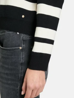 Betty & Co Pullover & Strickjacken*Damen Strickpullover schwarz mehrfarbig gestreift