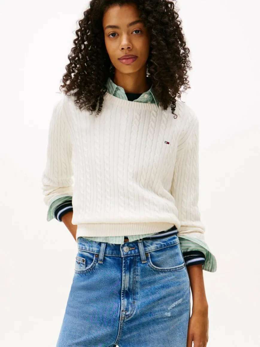 Tommy Jeans Pullover & Strickjacken*Damen Strickpullover ecru strukturiert