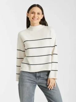 Frieda & Freddies Pullover & Strickjacken*Damen Strickpullover weiß gestreift