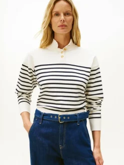 Tommy Hilfiger Pullover & Strickjacken*Damen Strickpullover ecru marine gestreift