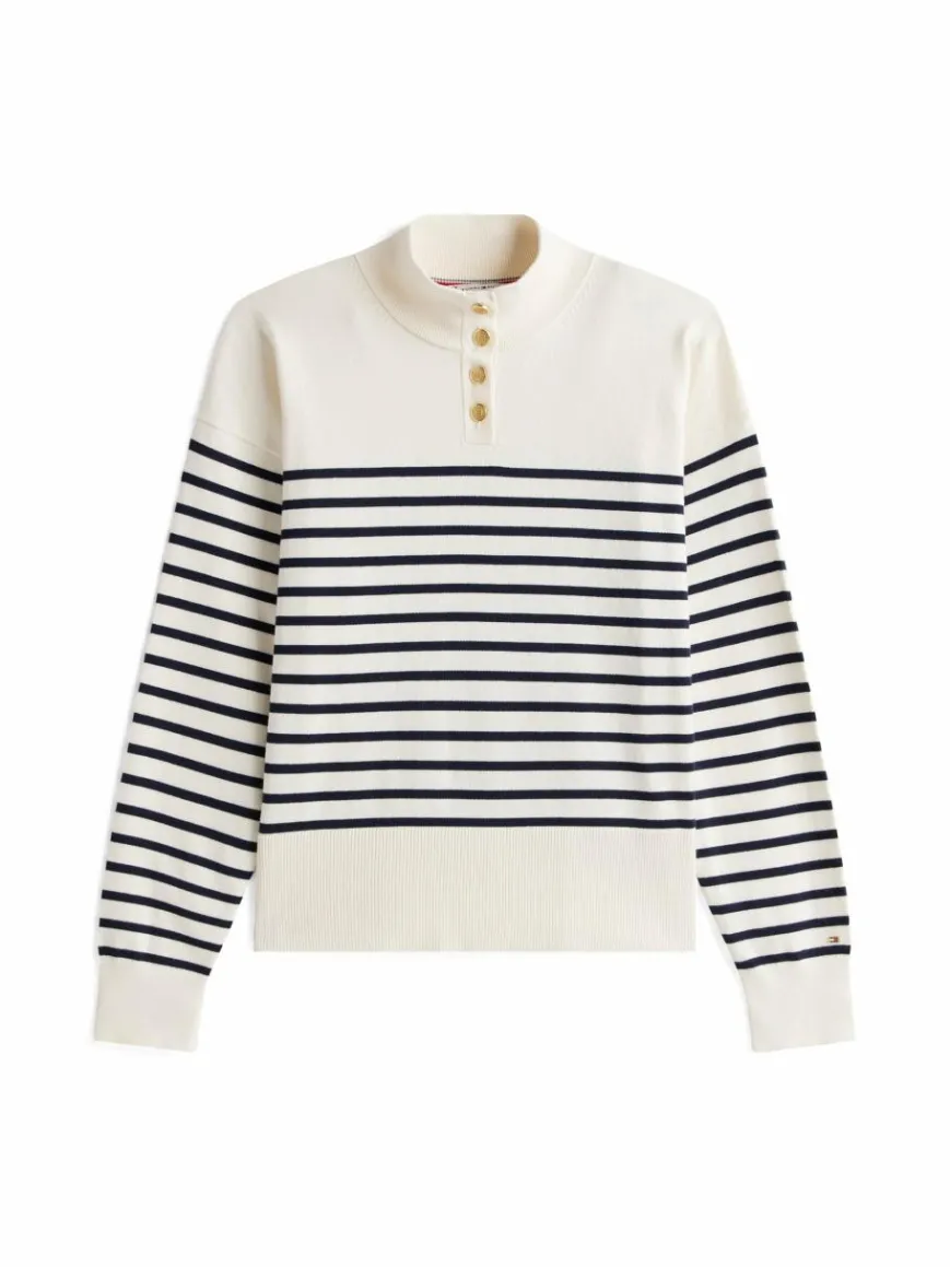 Tommy Hilfiger Pullover & Strickjacken*Damen Strickpullover ecru marine gestreift