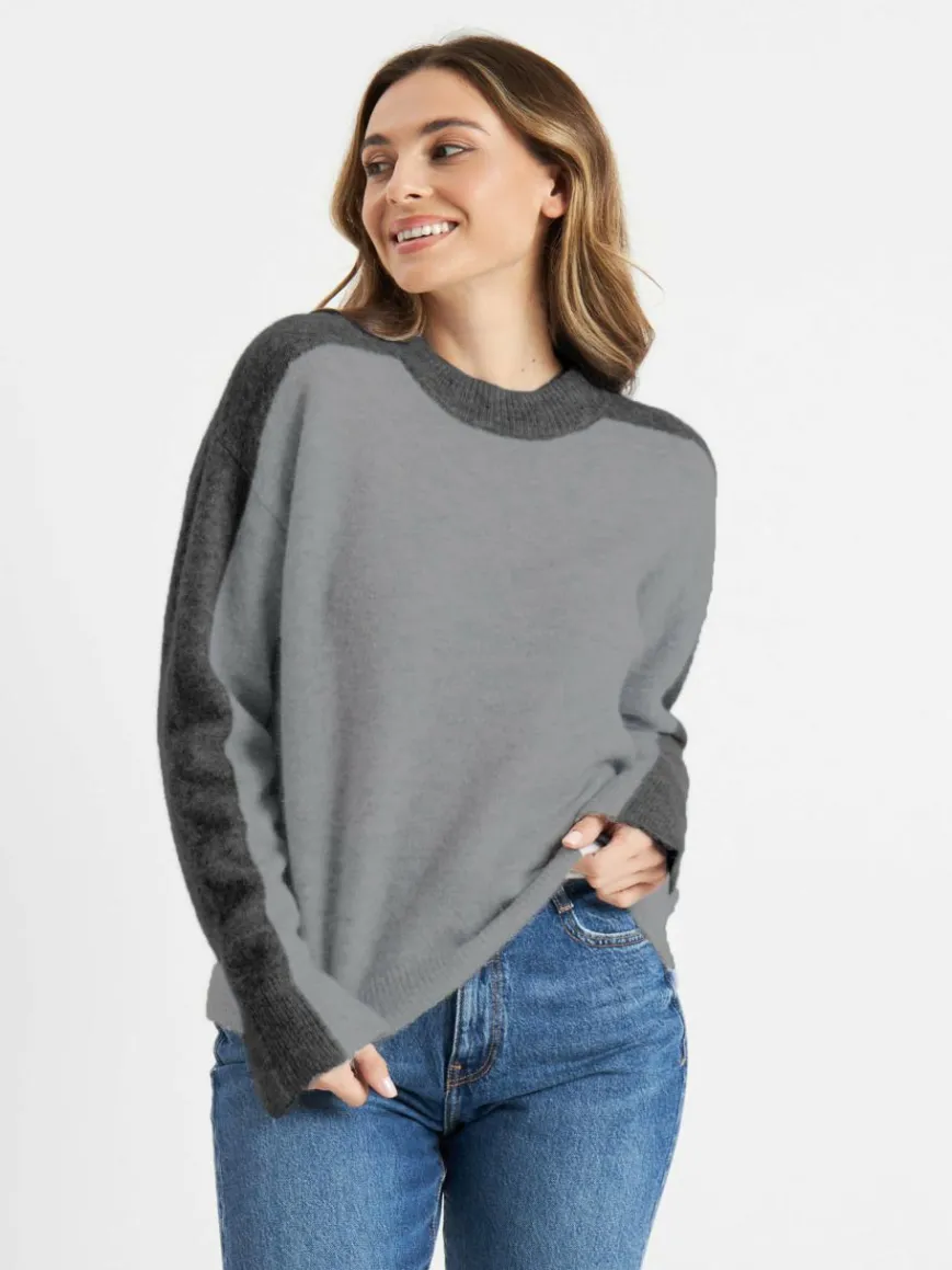Frieda & Freddies Pullover & Strickjacken*Damen Strickpullover grau uni
