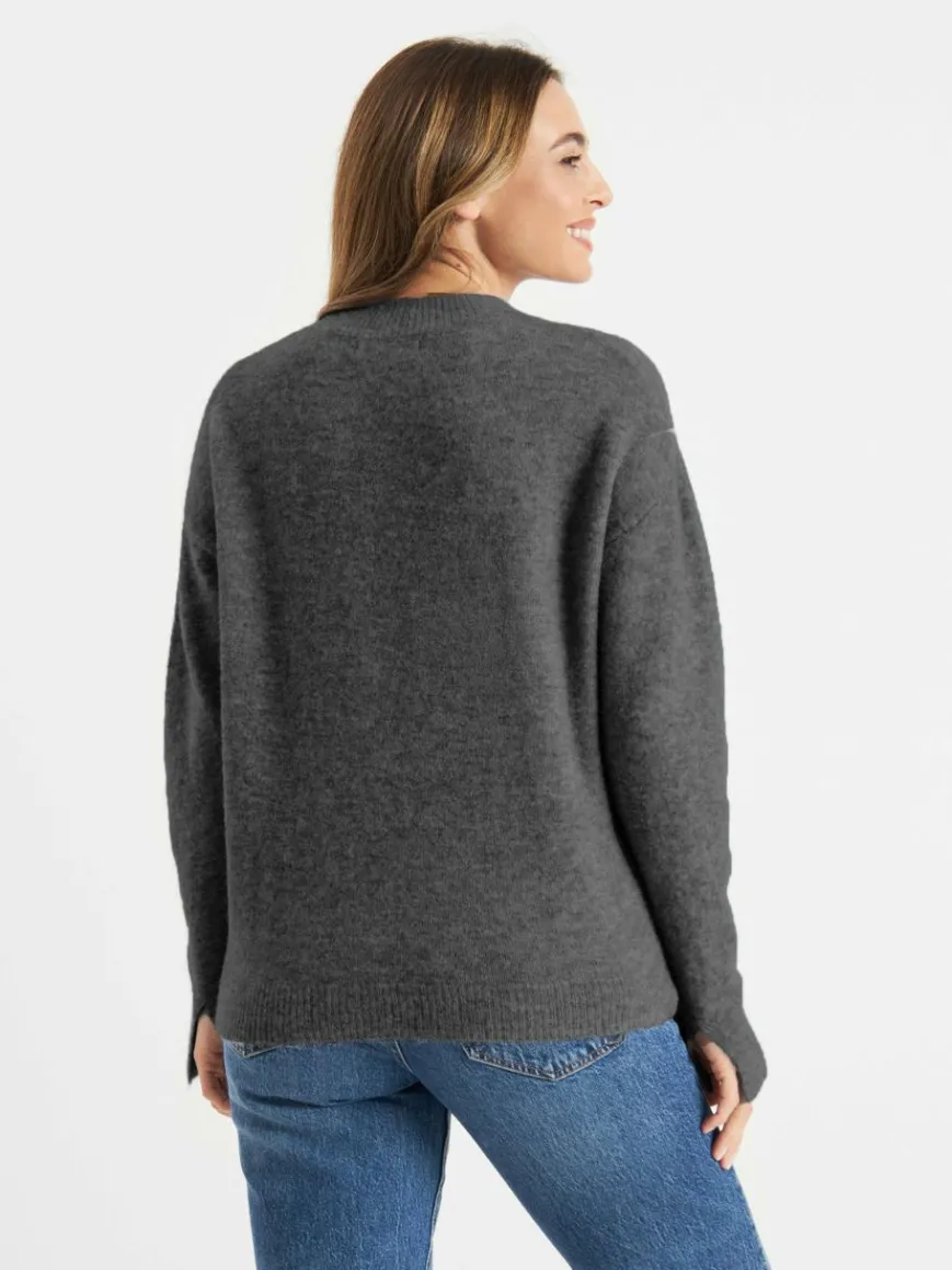 Frieda & Freddies Pullover & Strickjacken*Damen Strickpullover grau uni
