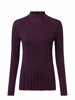 Marie Lund Pullover & Strickjacken*Damen Strickpullover aubergine uni