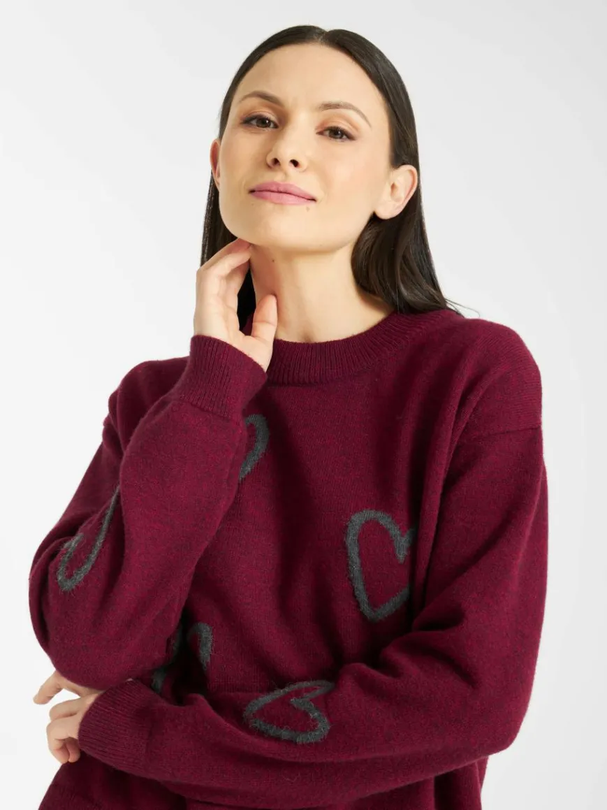 Frieda & Freddies Pullover & Strickjacken*Damen Strickpullover rot gemustert