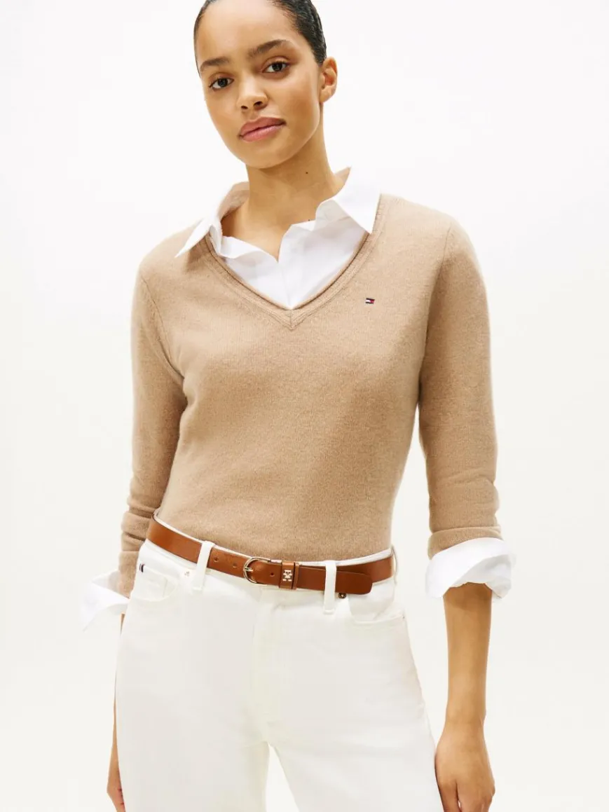 Tommy Hilfiger Pullover & Strickjacken*Damen Strickpullover beige uni