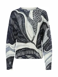 comma Pullover & Strickjacken*Damen Strickpullover marine ecru gemustert