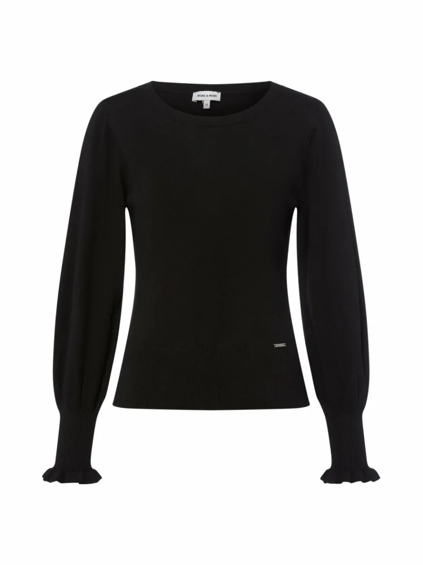 More & More Pullover & Strickjacken*Damen Strickpullover schwarz uni