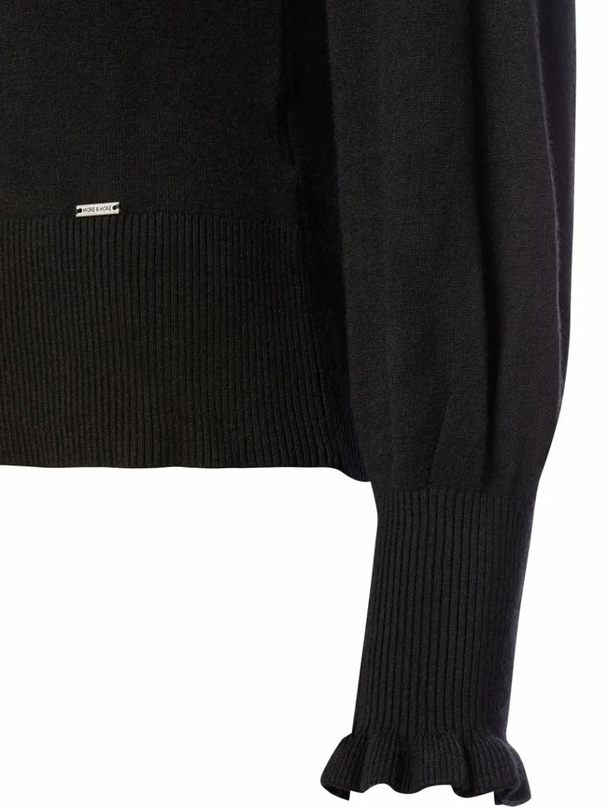 More & More Pullover & Strickjacken*Damen Strickpullover schwarz uni
