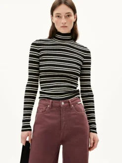 ARMEDANGELS Pullover & Strickjacken*Damen Strickpullover - Alaania Chiftron schwarz weiß gestreift