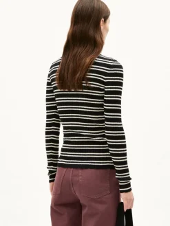 ARMEDANGELS Pullover & Strickjacken*Damen Strickpullover - Alaania Chiftron schwarz weiß gestreift