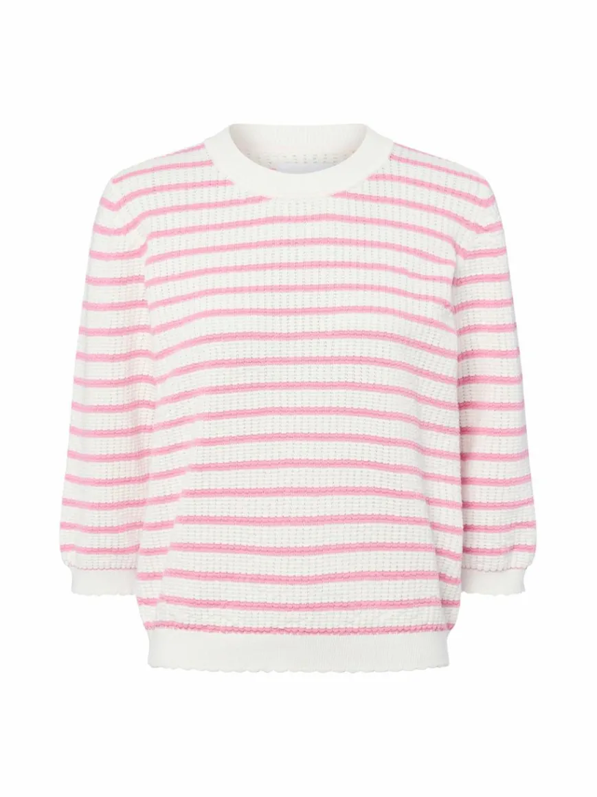 Nümph Pullover & Strickjacken*Damen Strickpullover - NUNicole ecru rosa gestreift