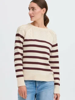 OXMO Pullover & Strickjacken*Damen Strickpullover - OXFSANVA lila gestreift