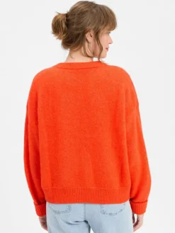 american vintage Pullover & Strickjacken*Damen Strickpullover mit Alpaka-Anteil - Gaspacho Chine rot uni