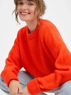 american vintage Pullover & Strickjacken*Damen Strickpullover mit Alpaka-Anteil - Gaspacho Chine rot uni