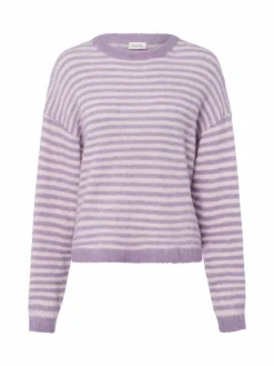 american vintage Pullover & Strickjacken*Damen Strickpullover mit Alpaka-Anteil - Nenybay flieder ecru gestreift