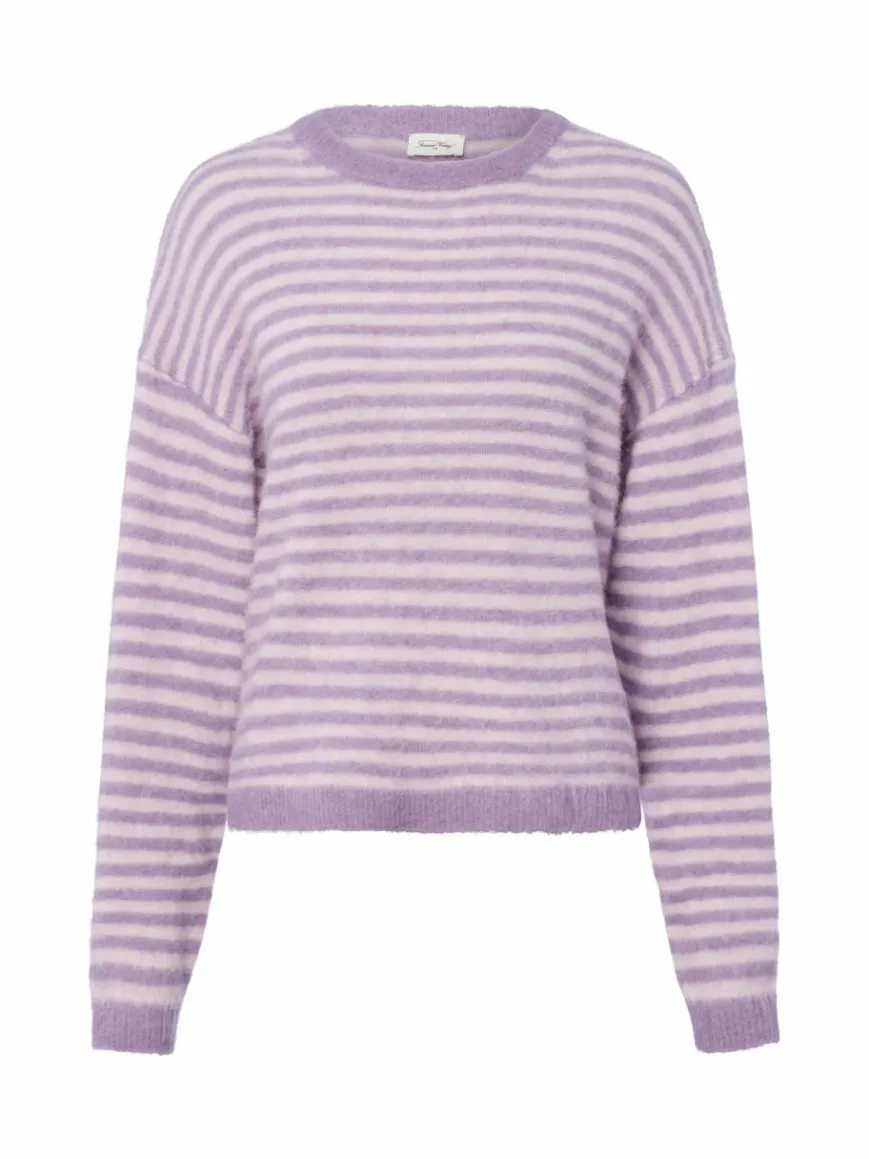 american vintage Pullover & Strickjacken*Damen Strickpullover mit Alpaka-Anteil - Nenybay flieder ecru gestreift