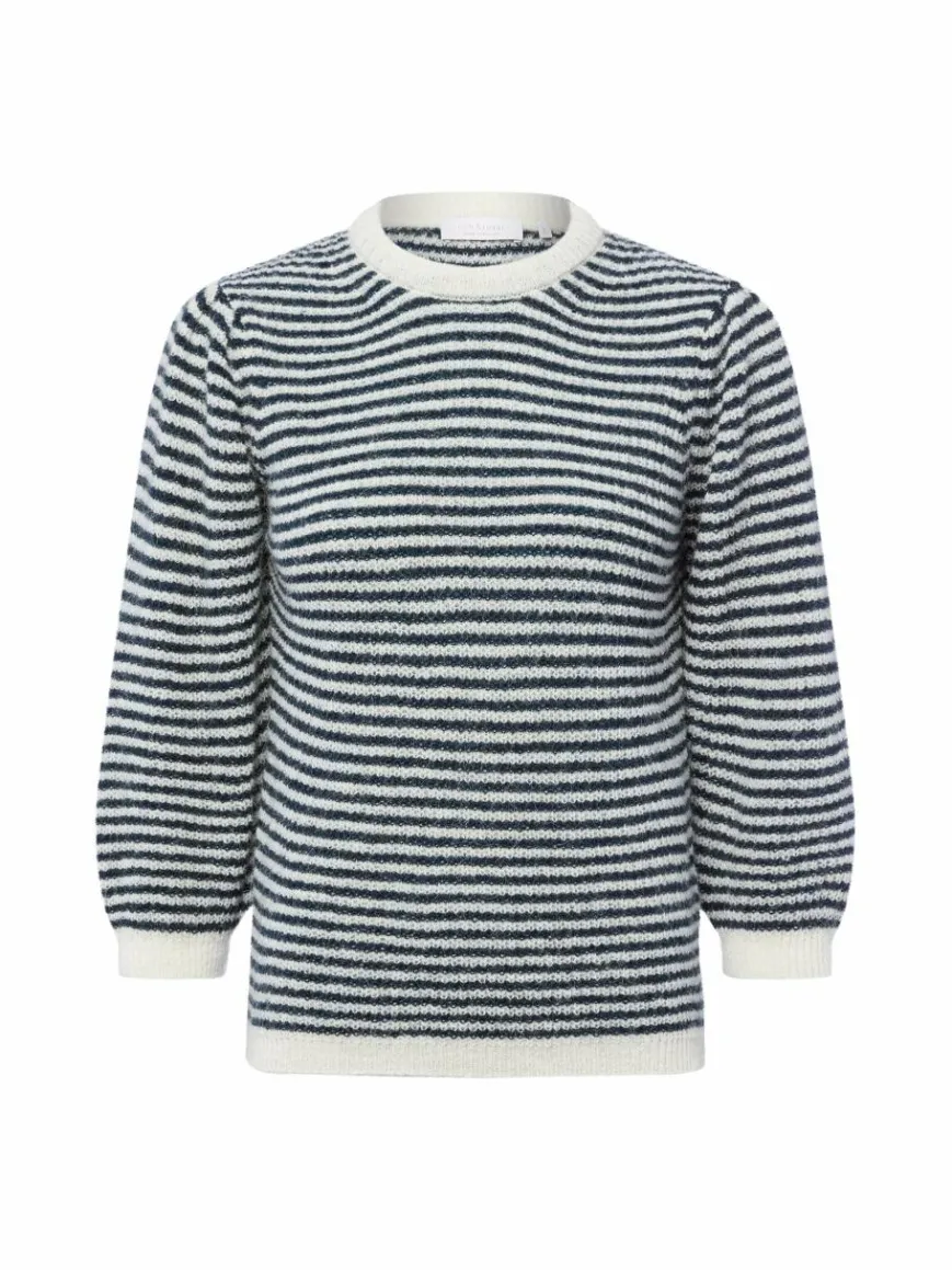 Rich & Royal Pullover & Strickjacken*Damen Strickpullover mit Alpaka-Anteil marine ecru gestreift
