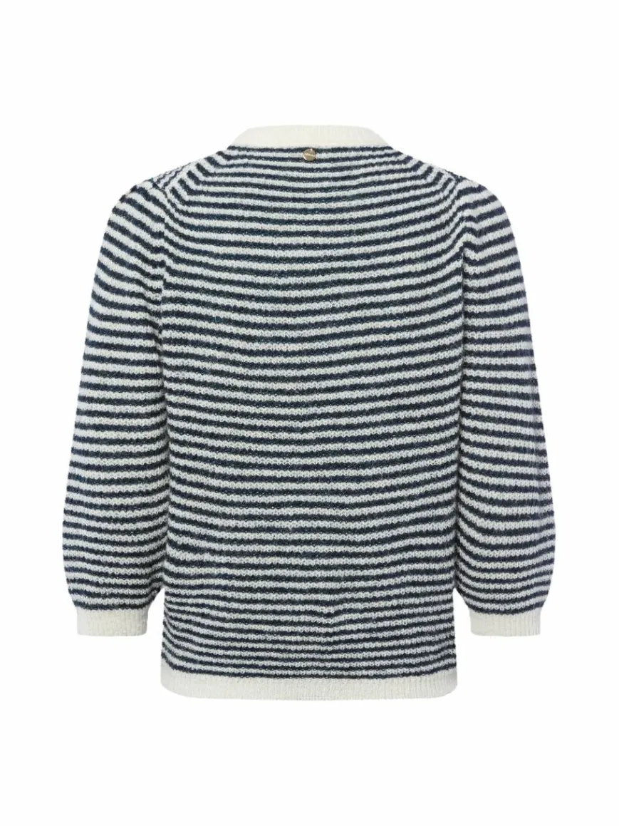 Rich & Royal Pullover & Strickjacken*Damen Strickpullover mit Alpaka-Anteil marine ecru gestreift