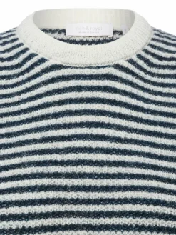 Rich & Royal Pullover & Strickjacken*Damen Strickpullover mit Alpaka-Anteil marine ecru gestreift