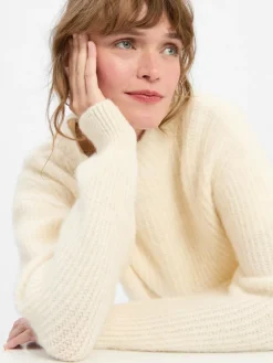 american vintage Pullover & Strickjacken*Damen Strickpullover mit Alpaka-Anteil - East ecru meliert