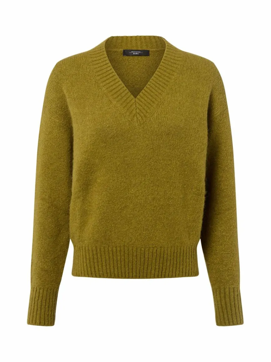 Weekend Max Mara Pullover & Strickjacken*Damen Strickpullover mit Alpaka-Anteil - Visita erbse uni