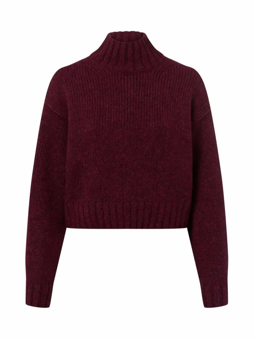 Marc Cain Collections Pullover & Strickjacken*Damen Strickpullover mit Alpaka-Anteil bordeaux himbeer meliert