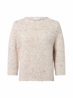 Rich & Royal Pullover & Strickjacken*Damen Strickpullover mit Alpaka-Anteil ecru mehrfarbig meliert