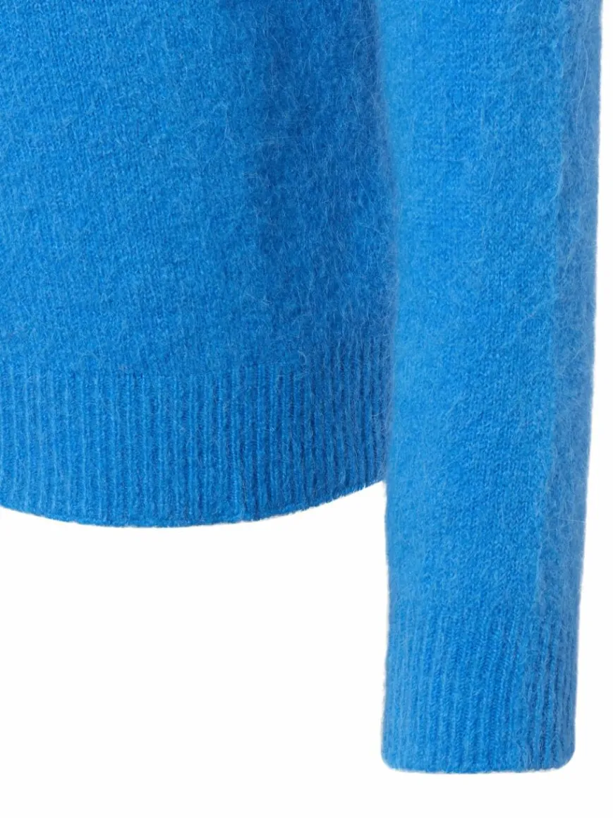 Rich & Royal Pullover & Strickjacken*Damen Strickpullover mit Alpaka-Anteil blau uni