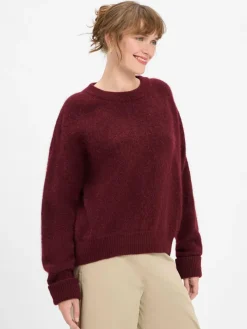 american vintage Pullover & Strickjacken*Damen Strickpullover mit Alpaka-Anteil - Gaspacho Chine bordeaux uni